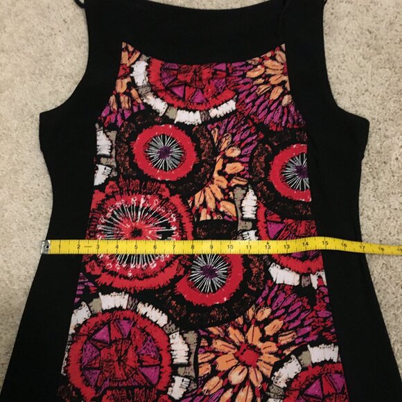 Canadian Clientele Abstract Floral Bohemian Black Trim Mini Dress - Picture 14 of 16